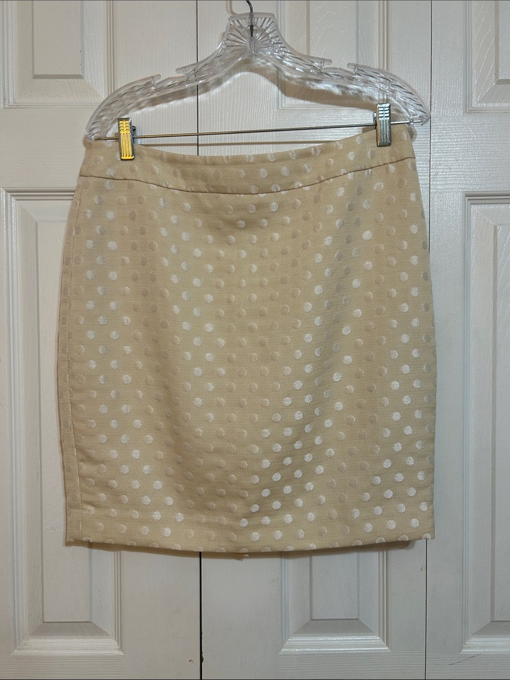 Ann Taylor Polka Dot Cream Straight Skirt